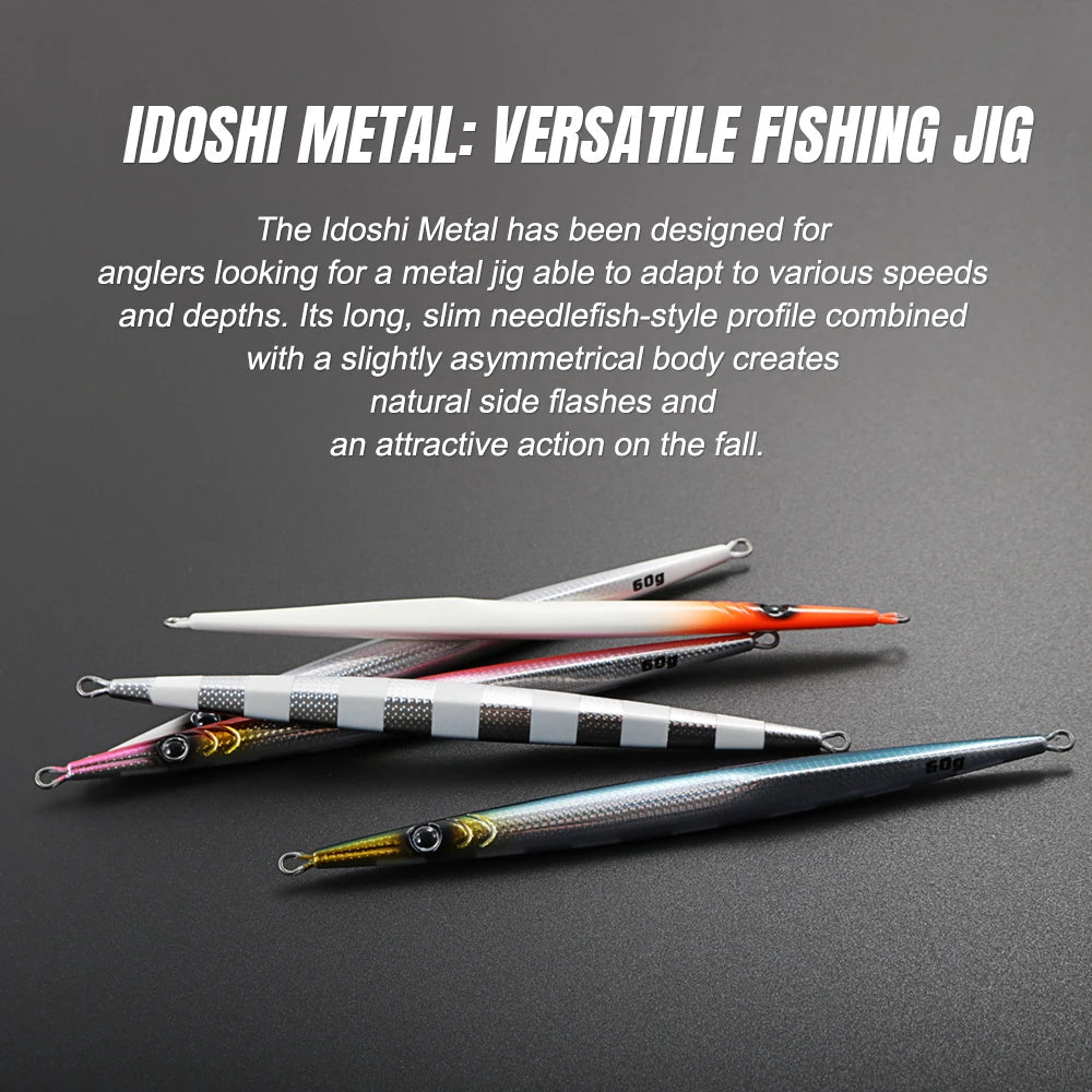 JIGGINGPRO Needle Metal Jig 60g 80 100g Sea Fishing Long Strip Quick-Drawing Iron Plate Fish Fast Sinking Vertical Jigging Lure
