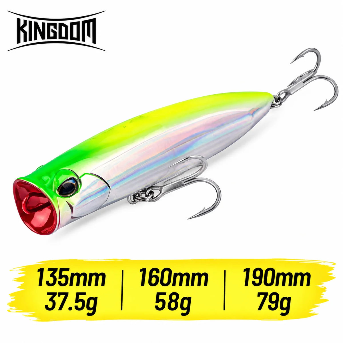 KINGDOM Floating Popper Fishing Lure 135mm 160mm 190mm Topwater Hard Bait  Transparent Popper Wobbler for Saltwater Bass Fishing