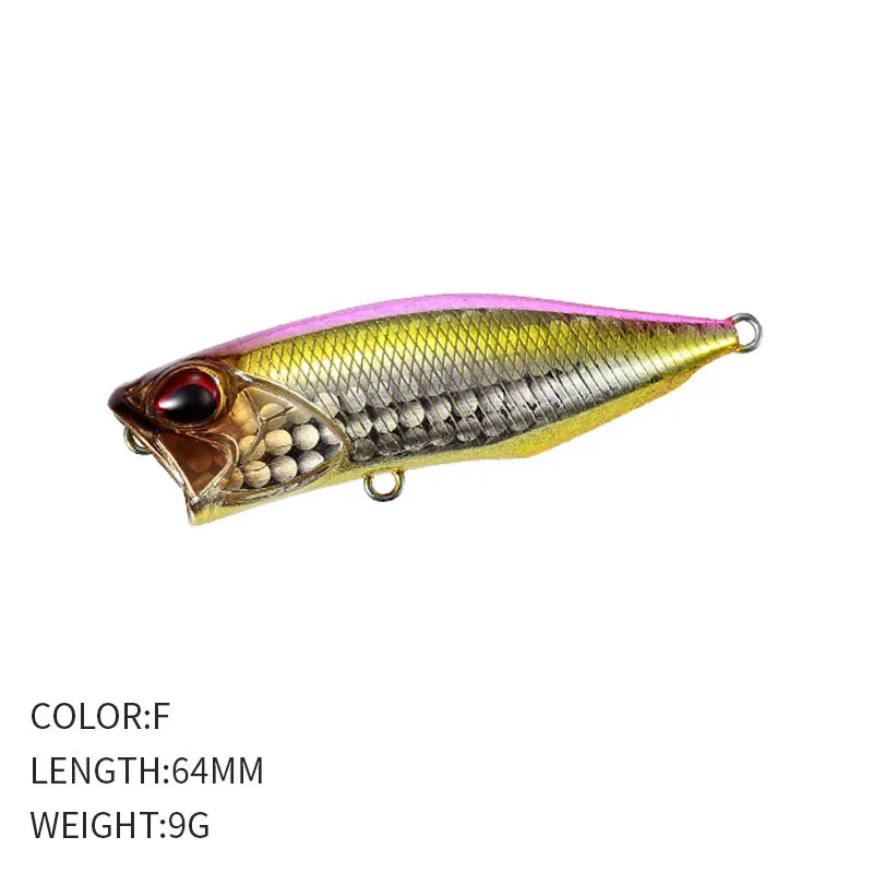 1pcs Fishing Lures Topwater Popper Bait 64mm 9G Hard Bait Artificial Wobblers Plastic Fishing Tackle Fishing Accessorie