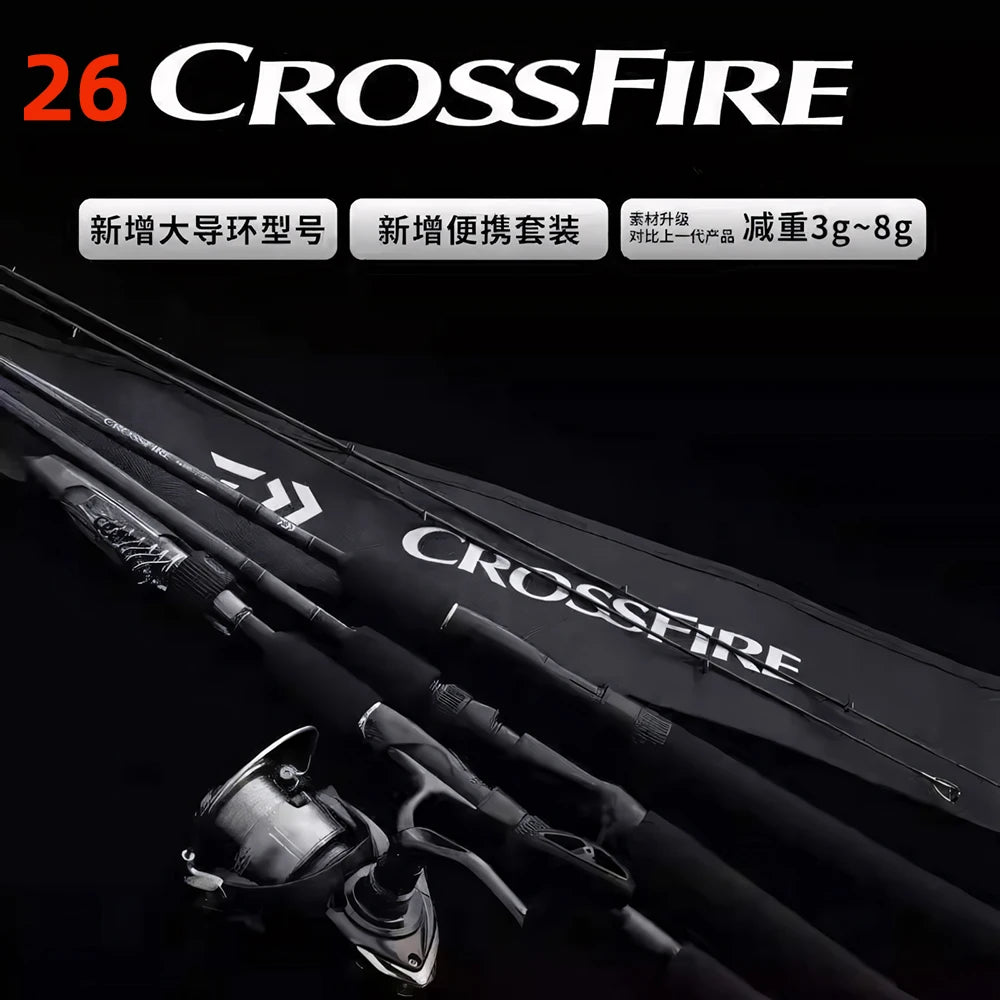 2026 DAIWA CROSSFIRE  Spinning/Baitcasting Lure Fishing Rod 2 Sections Carbon Fiber for Freshwater and Saltwater