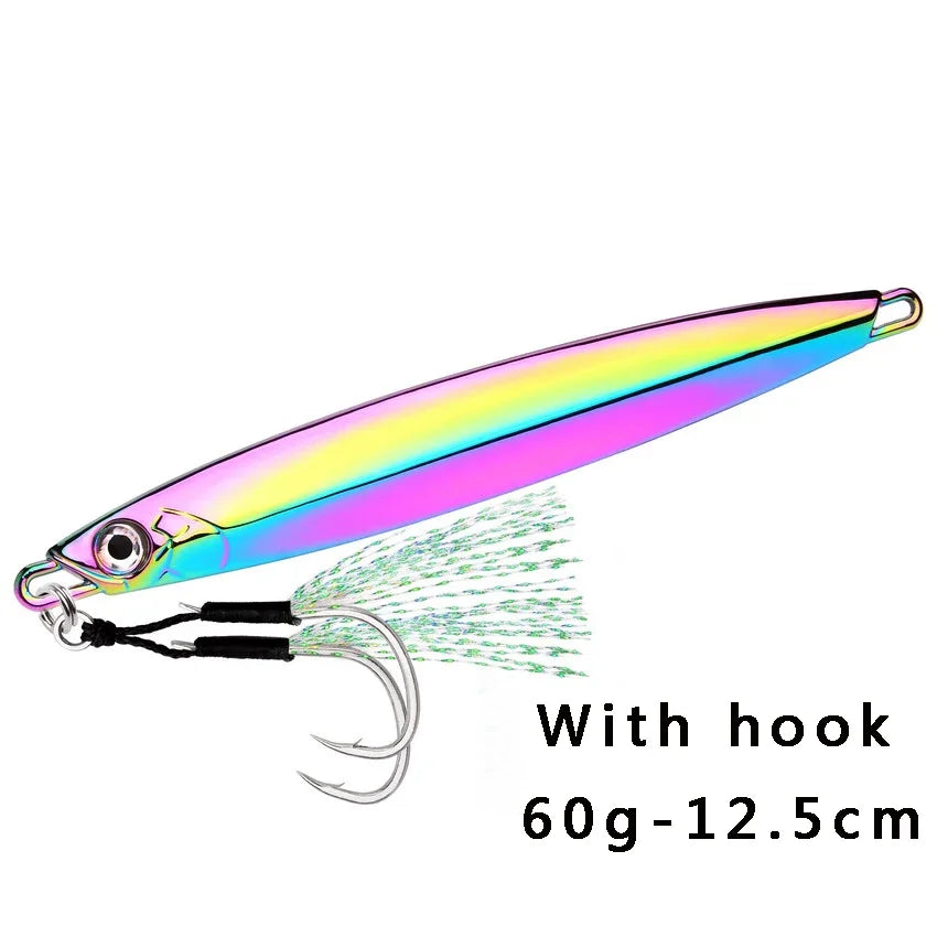 1pc Metal Jig Fihsing Lure Fast Jig 60g 80g 100g Bait Sea Biomimetic Fish Iron Plate Bait Wobbler Fishing Lures Sinking Jigbait