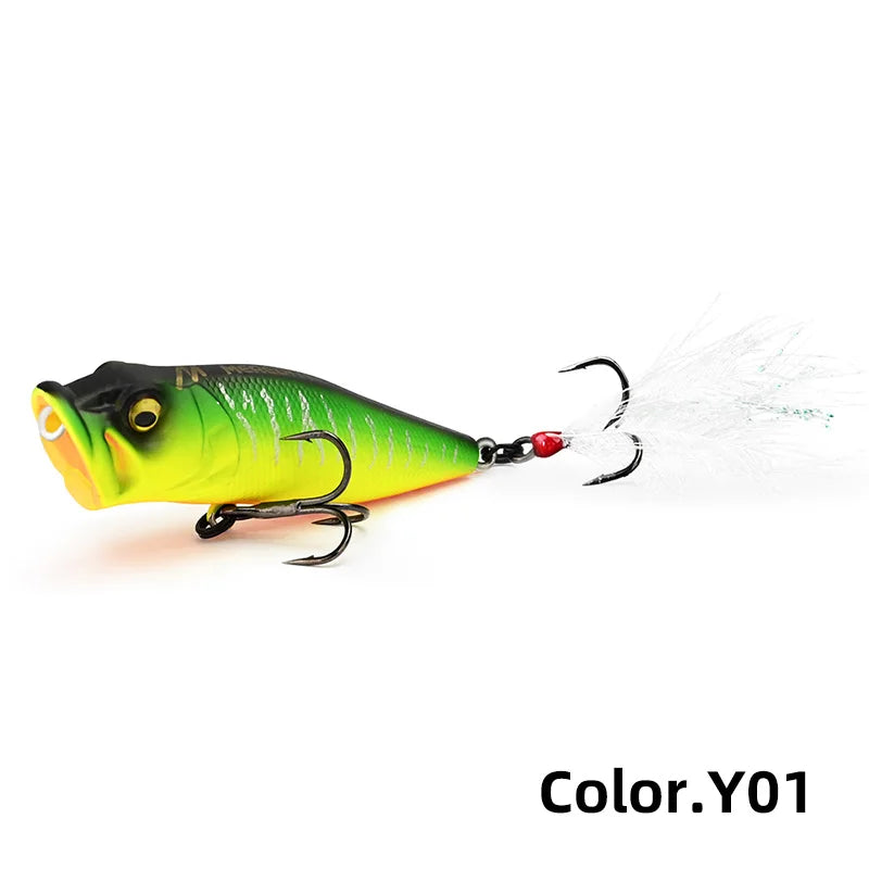 MEREDITH Topwater Popper 8.48g 64mm Floating Rock Pop Artificial Hard Baits for Bass Perch Pike Fishing Lure
