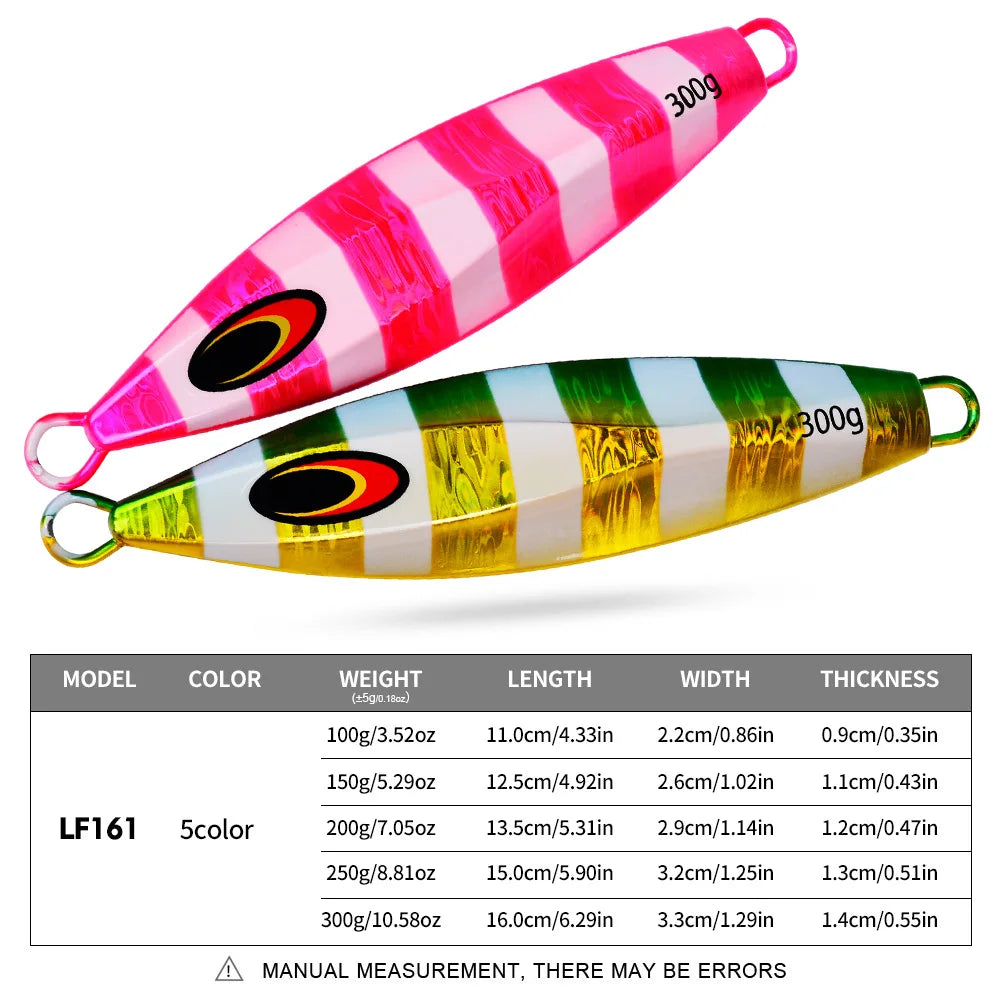 PROBEROS Slow Jigging Lure 100g-300g Deep Sea Spanish Mackerel Iron Jig for Trolling Boat Fishing Large Size Metal JIG