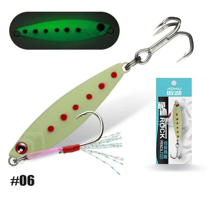 Iron Plate Jig Baits Shore Cast Fishing Lures 7g 10g 15g 20g Laser Spoon Jigging Wobble Bait Metal Sinking Bait for Bass Pesca
