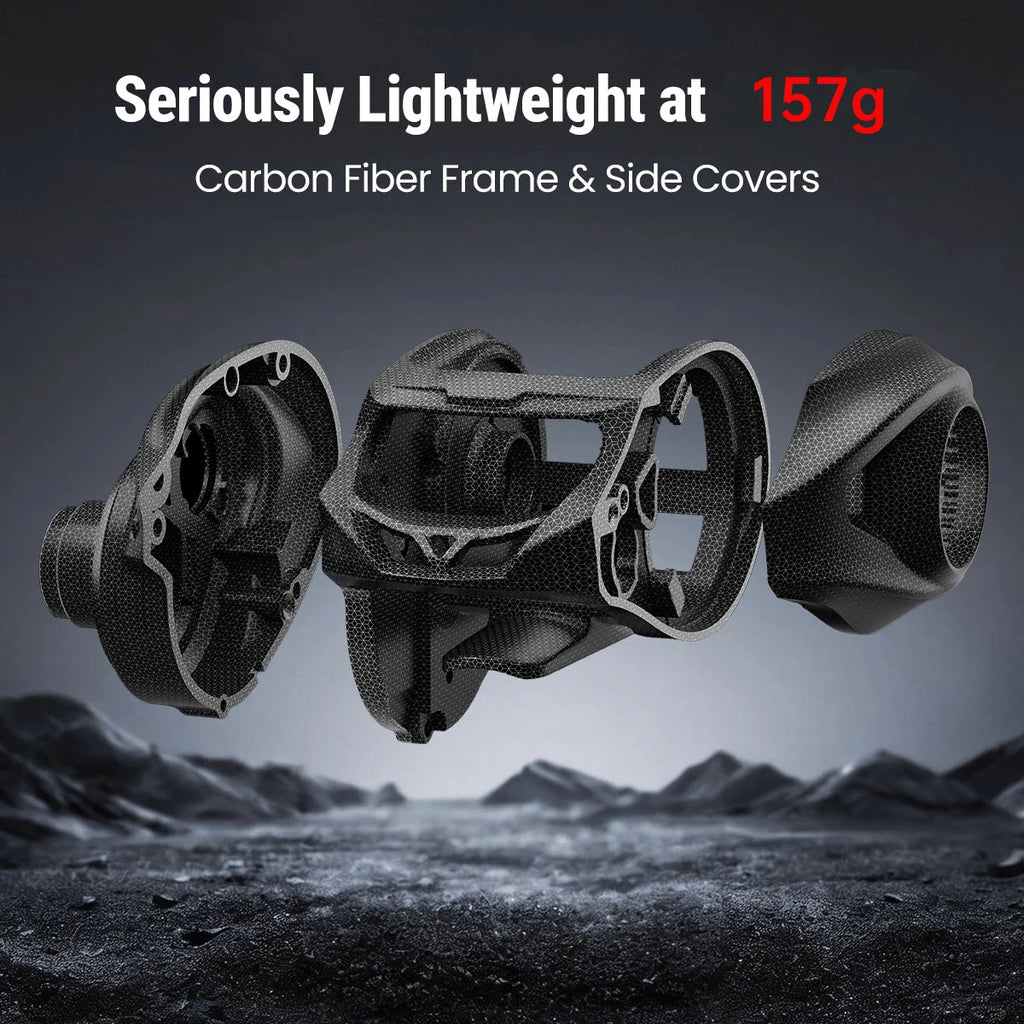 PISCIFUN Torrent Lite Ultra-Light Baitcasting Reel 7.1:1 Gear Ratio, 9+1 Bearings, Carbon Body, 6kg Drag, 157g Lightweight Reel
