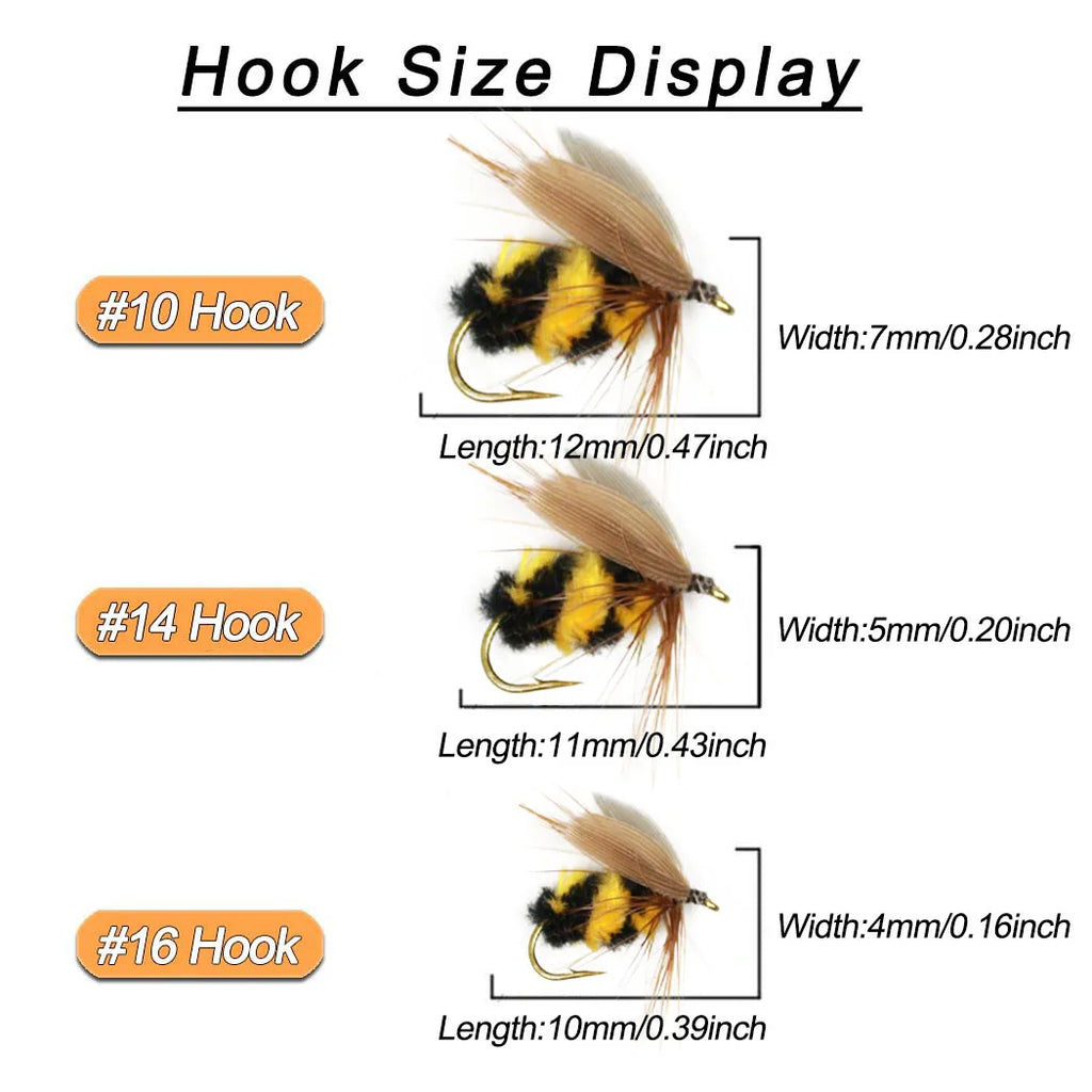 24-100Pcs Dry/Wet Flies Handmade Fly Fishing Artificial Fly Baits Lures Fly Assortment Trout Bass Fishing, with Flies Box