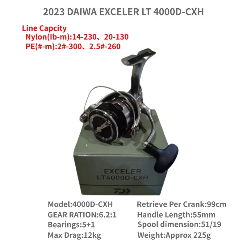 2023 DAIWA EXCELER LT 1000D-XH 2000S-XH 2500 2500D 2500-XH 3000-C 4000D-CXH 5000-C 5000-CXH 6000D Spinning Fishing Reels