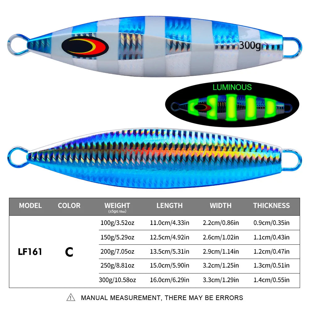 PROBEROS Slow Jigging Lure 100g-300g Deep Sea Spanish Mackerel Iron Jig for Trolling Boat Fishing Large Size Metal JIG