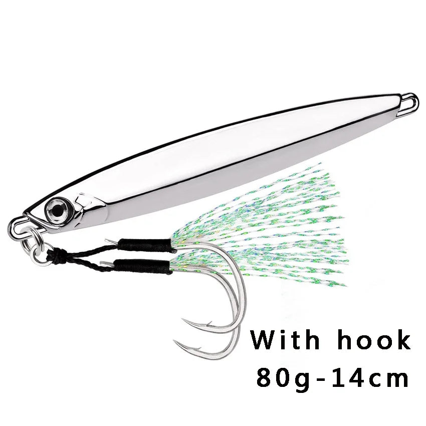 1pc Metal Jig Fihsing Lure Fast Jig 60g 80g 100g Bait Sea Biomimetic Fish Iron Plate Bait Wobbler Fishing Lures Sinking Jigbait