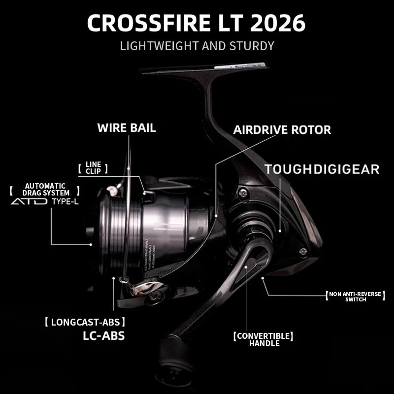 2026 DAIWA Fishing Reel CROSSFIRE CS LT (Light&Tough) 1000-6000D-H Light Strong LC-ABS Metal Spool 4KG-12KG Ultraleve 185g-320g