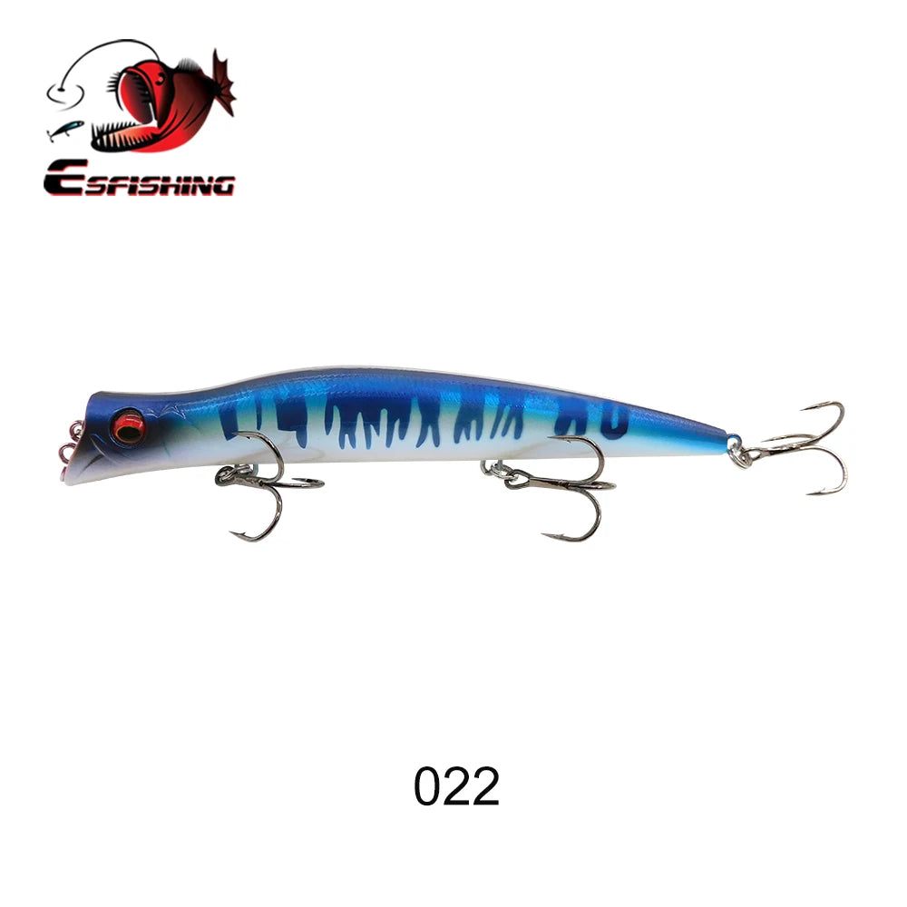 ESFISHING Floating Fishing Lures Surface Popper Darter King 13cm 17.5g Two Dive Professional Hard Baits Top Water