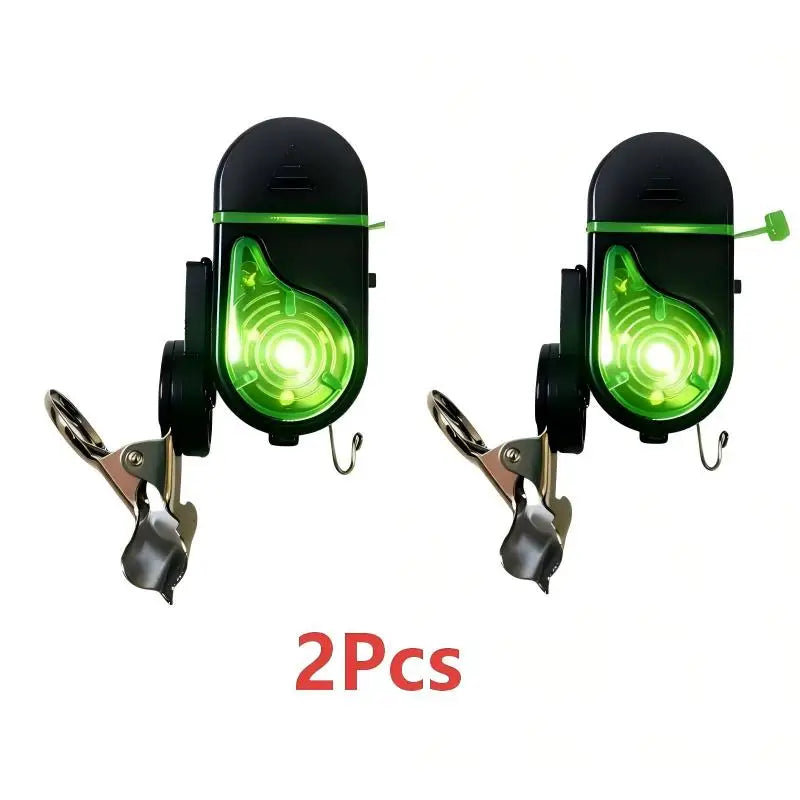 1/2Pcs Clip‑on Fishing Bite Alarm LED Sound Flash Buzzer Silicone Anti‑scratch Clip Night Fishing Alert Bell for Fishing Rod