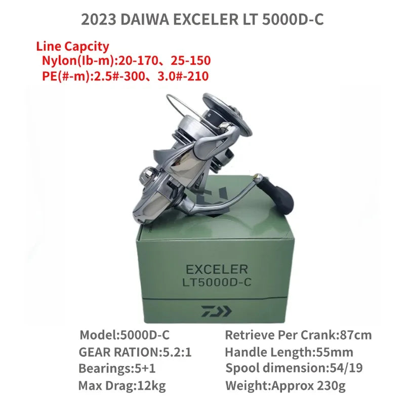 2023 DAIWA EXCELER LT 1000D-XH 2000S-XH 2500 2500D 2500-XH 3000-C 4000D-CXH 5000-C 5000-CXH 6000D Spinning Fishing Reels