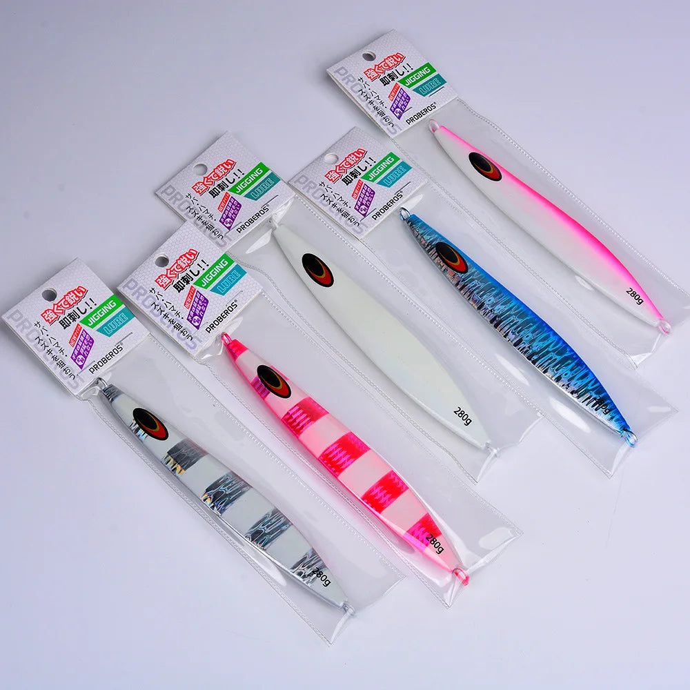 100g-280g Luminous Effect Jigging Sinking Metal Slow Jig Lure Iron Plate Fishing Hard Lure Fishing Baits Trolling Tackle FTK