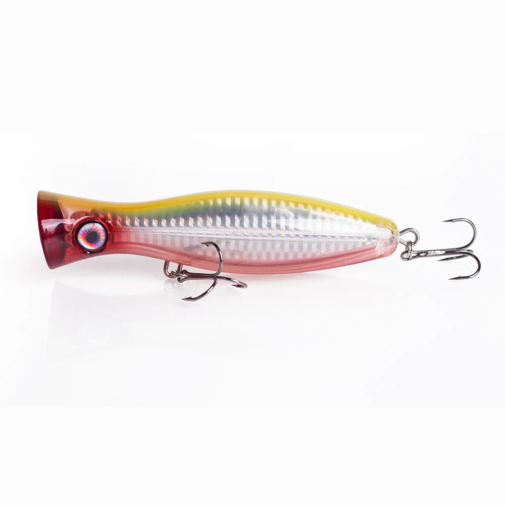 Hanlin Topwater Popper 120mm/40g  Floating Water Trolling Hard Plastic Baits Wobblers Artificial Fishing Lures Bass Pike Tackle