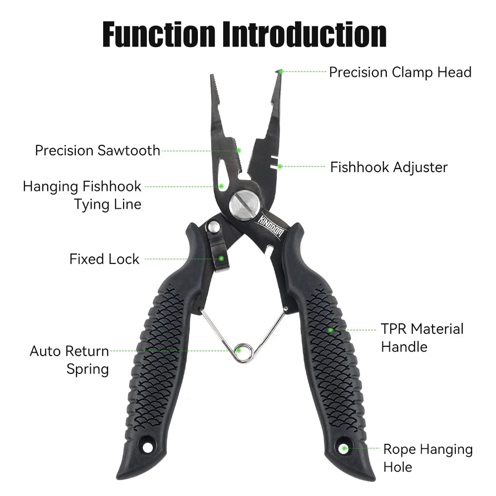 Kingdom Fishing Pliers Multifunctional Split Ring Wire Cutter Hooks Remover Fishing Tackle 62g 82g 14CM 15.6CM Fishing Equipment