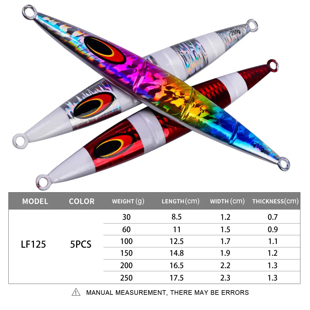 30g 60g 100g 150g 200g 250g Deep-sea Boat Fishing Sardine Slider Jigging Lure Long Cast Metal Jig Fishing Lure Sea Fishing Jigs