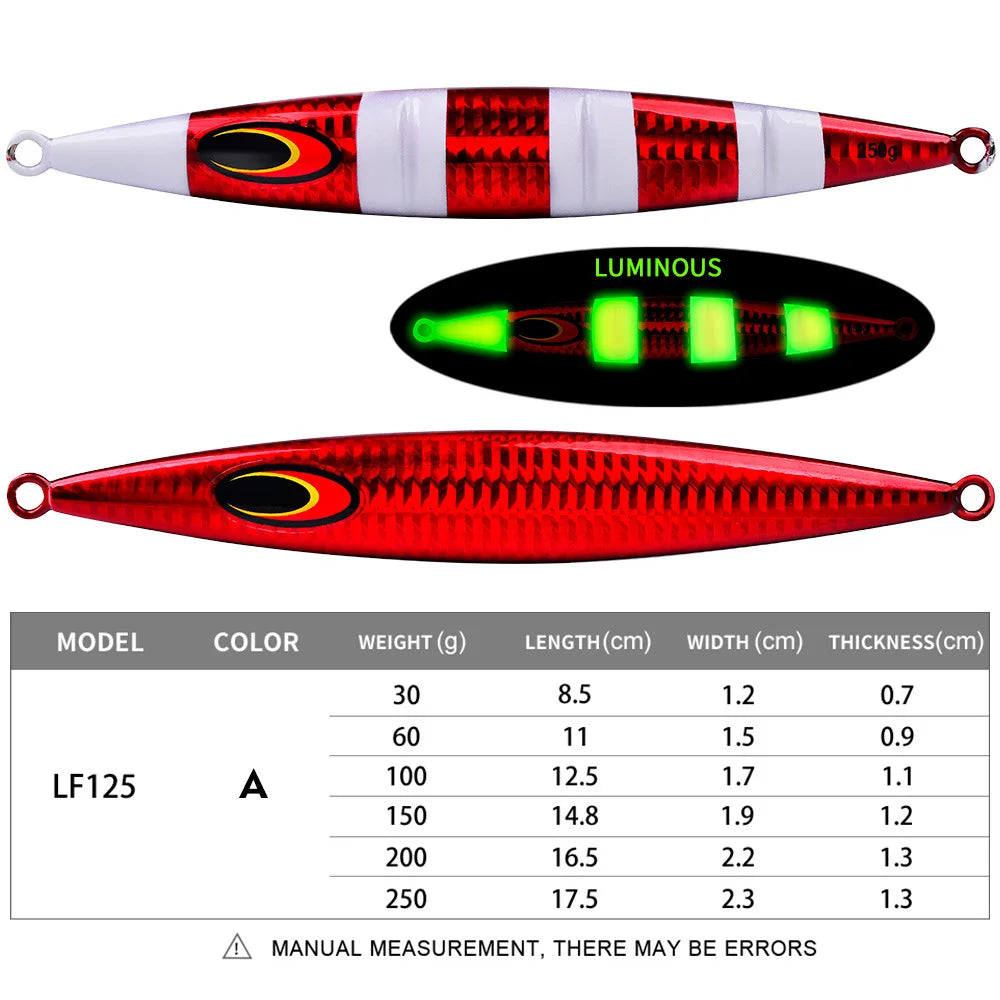 30g 60g 100g 150g 200g 250g Deep-sea Boat Fishing Sardine Slider Jigging Lure Long Cast Metal Jig Fishing Lure Sea Fishing Jigs