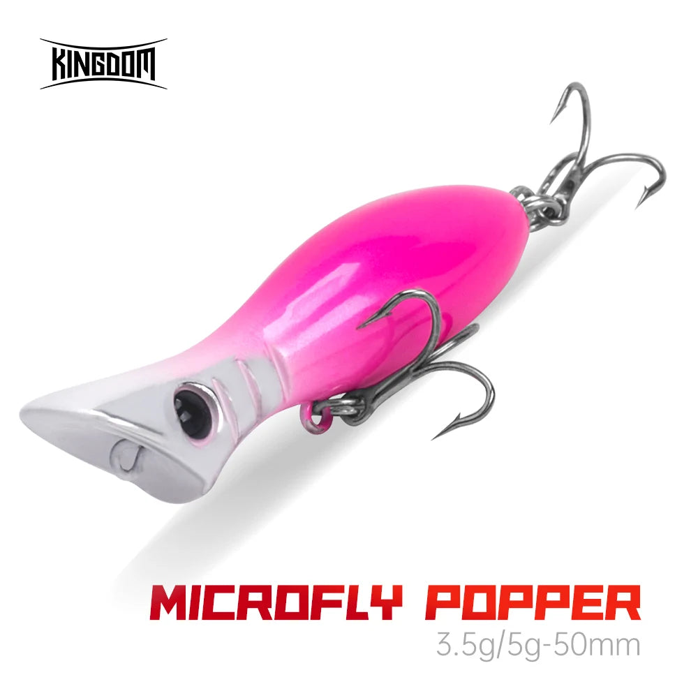 Kingdom Mini Popper Fishing Lure 50mm 3.5g Floating 5g Sinking Artificial Hard Baits Wobblers Bass Pike Catfish Swimbait Minnow