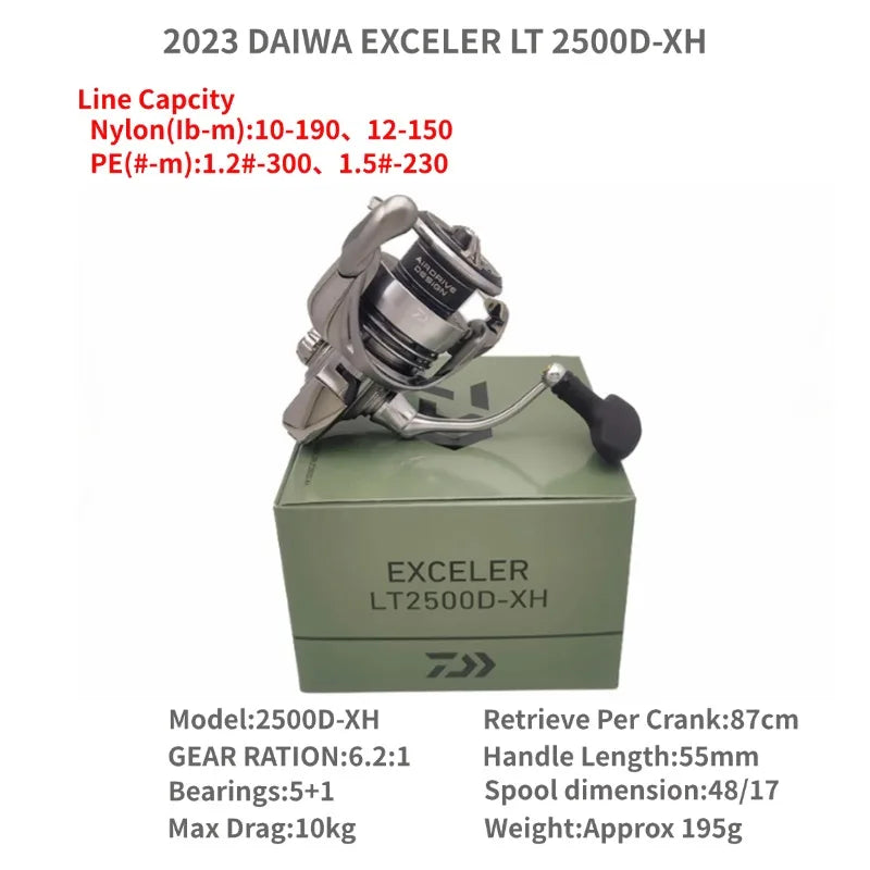 2023 DAIWA EXCELER LT 1000D-XH 2000S-XH 2500 2500D 2500-XH 3000-C 4000D-CXH 5000-C 5000-CXH 6000D Spinning Fishing Reels