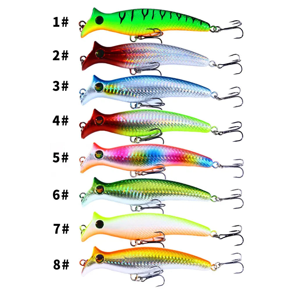 1pc Fishing Lures Topwater Popper Bait 12.5cm 20g Hard Bait Artificial Wobblers Plastic Fishing Tackle with 6# Hooks