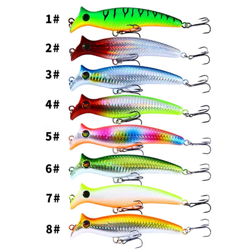 1pc Fishing Lures Topwater Popper Bait 12.5cm 20g Hard Bait Artificial Wobblers Plastic Fishing Tackle with 6# Hooks