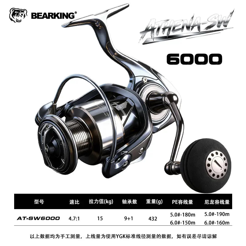Bearking Athena Spinning Reel Metal Stainless Steel Bearing Saltwater 3000 To 6000 Boat Shore Long Casting Lure Fishing