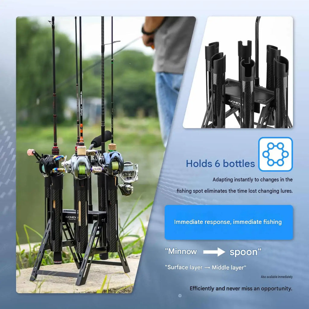 Gomexus P6 Rod Stand for Area Trout, Carbon, 6-Piece Storage Foldable New Others Condition