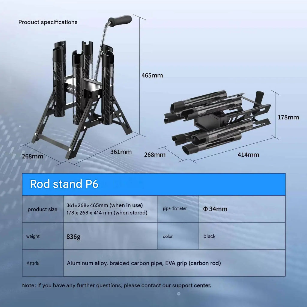 Gomexus P6 Rod Stand for Area Trout, Carbon, 6-Piece Storage Foldable New Others Condition