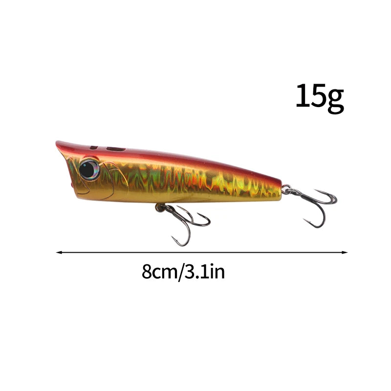 1pc Popper Mare Spinning Fishing Lures15/20g Topwater Popper Artificial Hard Baits Saltwater Topwater Bait for Bass Pike Lures