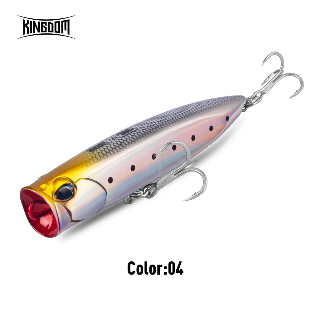 KINGDOM Floating Popper Fishing Lure 135mm 160mm 190mm Topwater Hard Bait  Transparent Popper Wobbler for Saltwater Bass Fishing