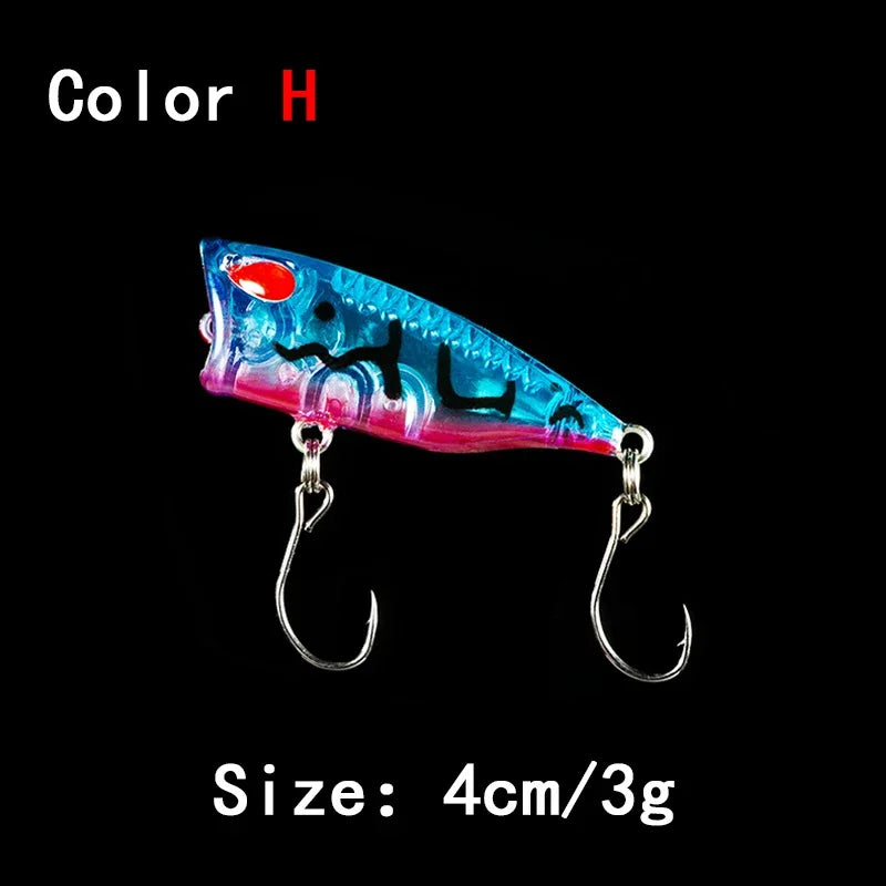 New 1pcs 4cm 3g mini Popper Hard Bait Minnow Fishing Lure Crankbait Wobbler Tackle Isca Poper Floating Top Water pike Lures