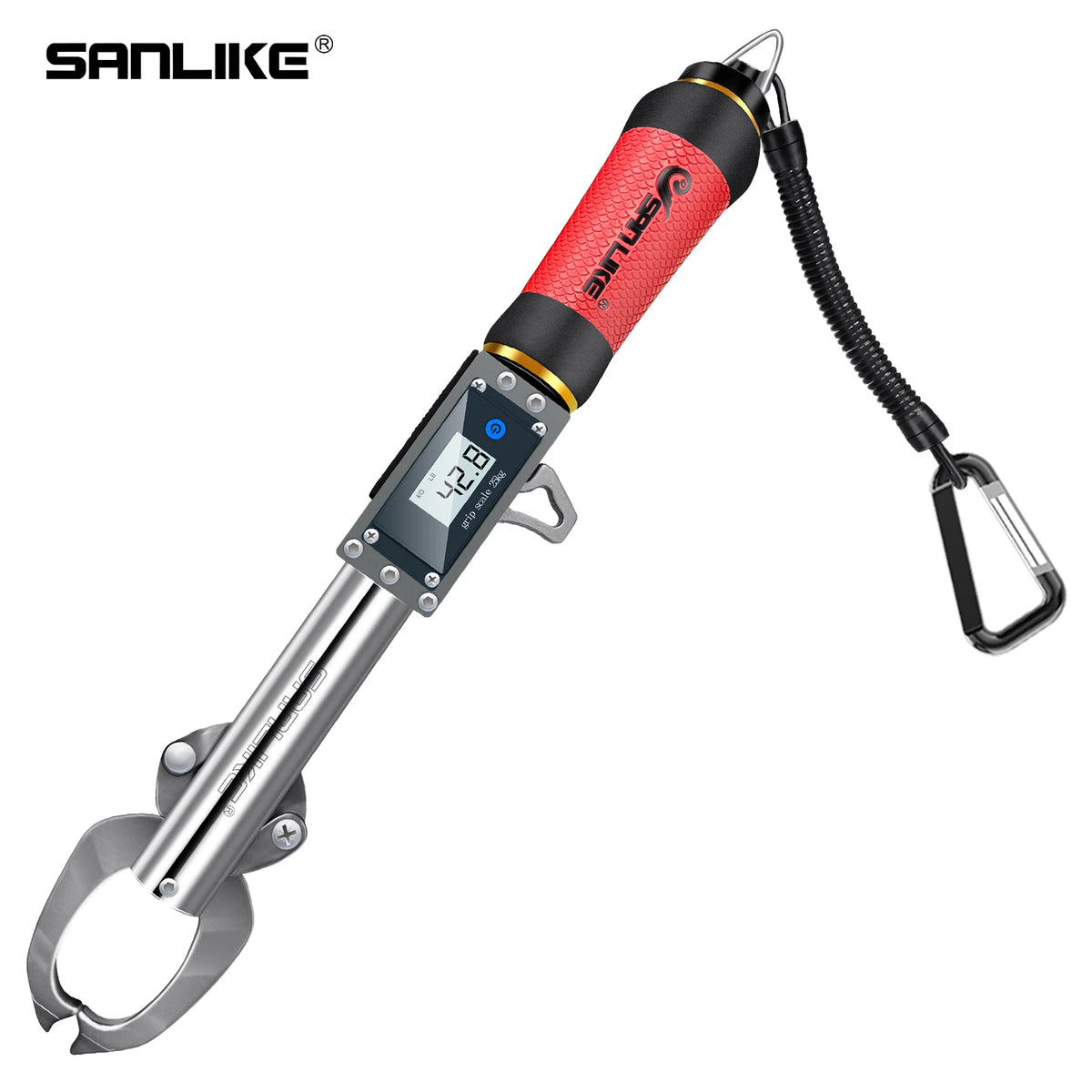 SANKILE Digital Fish Lip Clip With Weight Scale 360° Rotating Stainless Steel Waterproof KG/LB Switchable Fishing Accessories