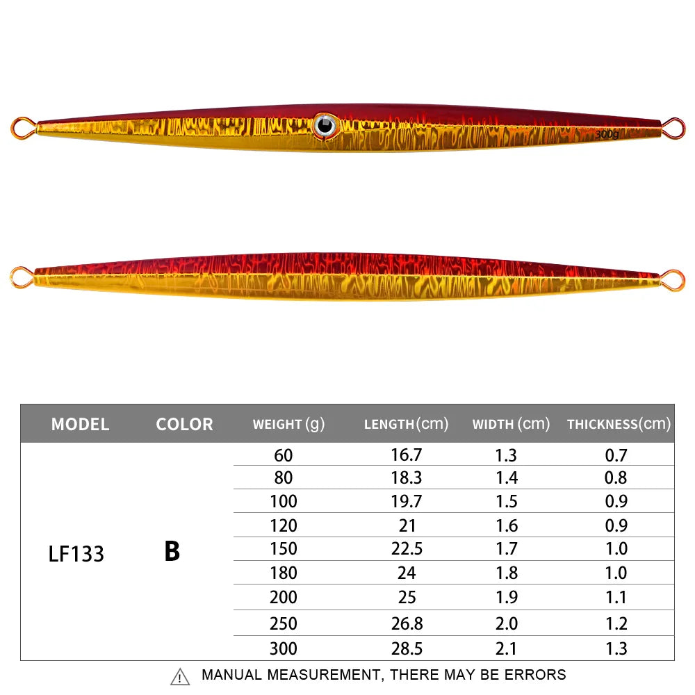 Fast Sinking Iron Plate Fishing Hard Lure Baits Trolling Tackle 1pcs 60g-300g Luminous Effect Metal Slow Jig Lure Jigging