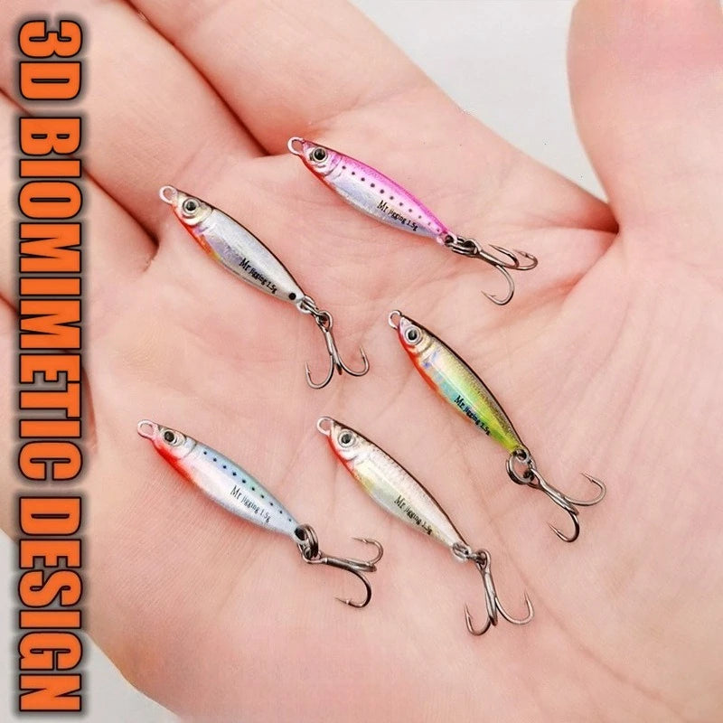 Micro Sized Iron Plate Bait 1.5/3/5g 3D Mini VIB Lure Metal Cast Jig Spoon Pesca Fish Micro Sequin Fishing Lures Artificial Bait