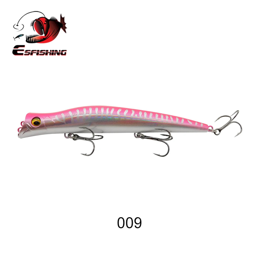 ESFISHING Floating Fishing Lures Surface Popper Darter King 13cm 17.5g Two Dive Professional Hard Baits Top Water