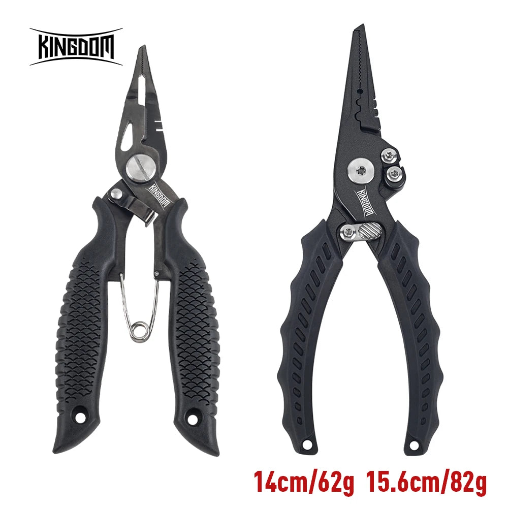 Kingdom Fishing Pliers Multifunctional Split Ring Wire Cutter Hooks Remover Fishing Tackle 62g 82g 14CM 15.6CM Fishing Equipment