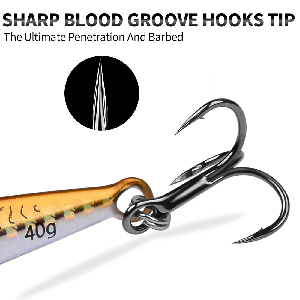 PROBEROS 5Pcs Metal Jig Fishing Lures Sea Fishing Jigs Artificial Swimbait Hard Bait Jerkbait Iron Plate Double Hooks Wholesale