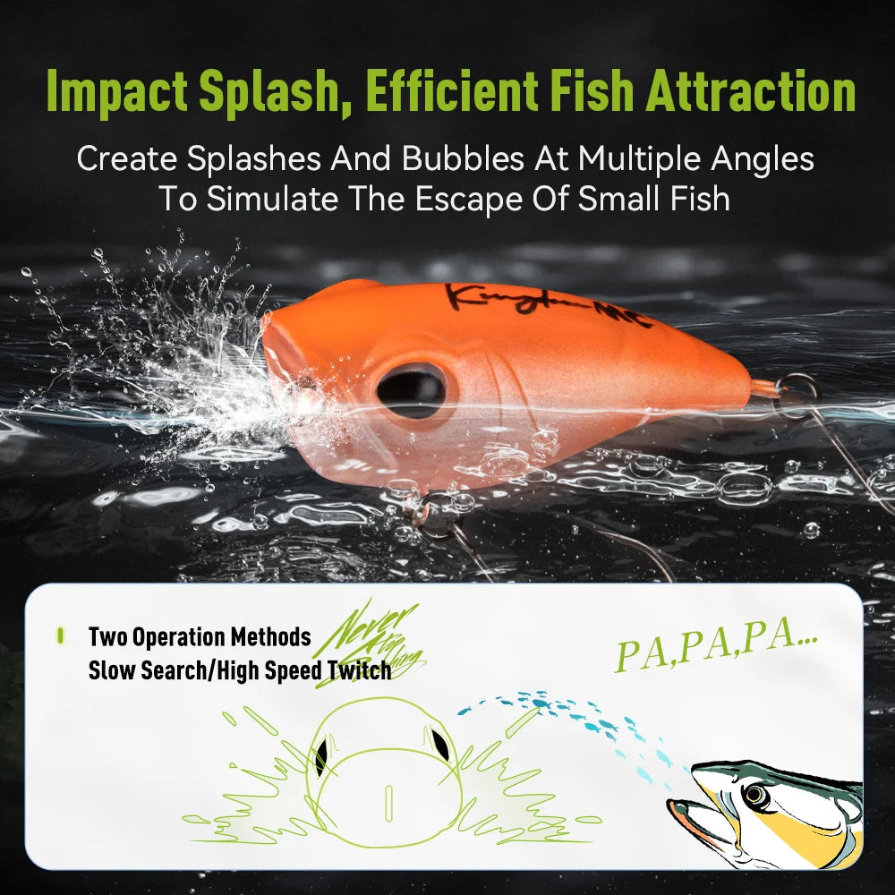 Kingdom Mini Popper Fishing Lure 1.5g 27mm 2.2g 34mm Floating Artificial Baits Topwater Crankbaits For Trout Bass Pike Fishing