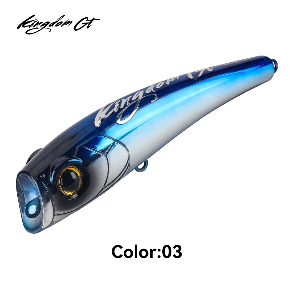 Kingdom Topwater Popper Fishing Lure 27g 43.5g 55g 78g Saltwater Artificial Bait Hard Wobblers For Sea Tuna GT Fishing Lure