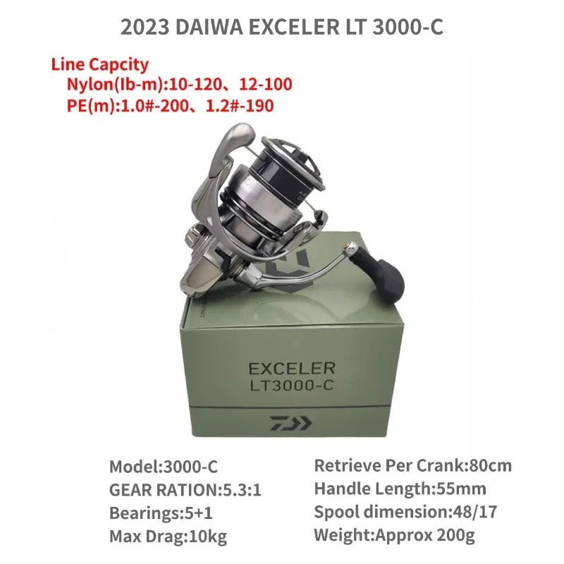 2023 DAIWA EXCELER LT 1000D-XH 2000S-XH 2500 2500D 2500-XH 3000-C 4000D-CXH 5000-C 5000-CXH 6000D Spinning Fishing Reels
