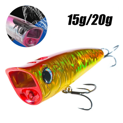 1pc Popper Mare Spinning Fishing Lures15/20g Topwater Popper Artificial Hard Baits Saltwater Topwater Bait for Bass Pike Lures