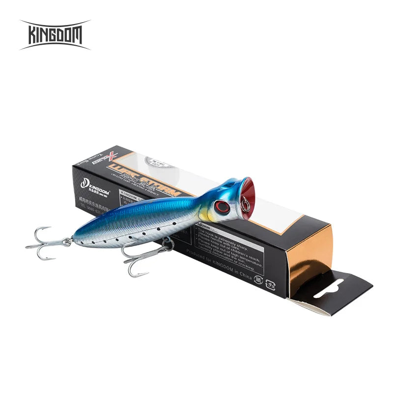Kingdom Topwater Popper Fishing Lures 80mm 9.5g 100mm 16g 130mm 36g Hard Artificial Bait Floating Wobblers Fishing Tackle Baits