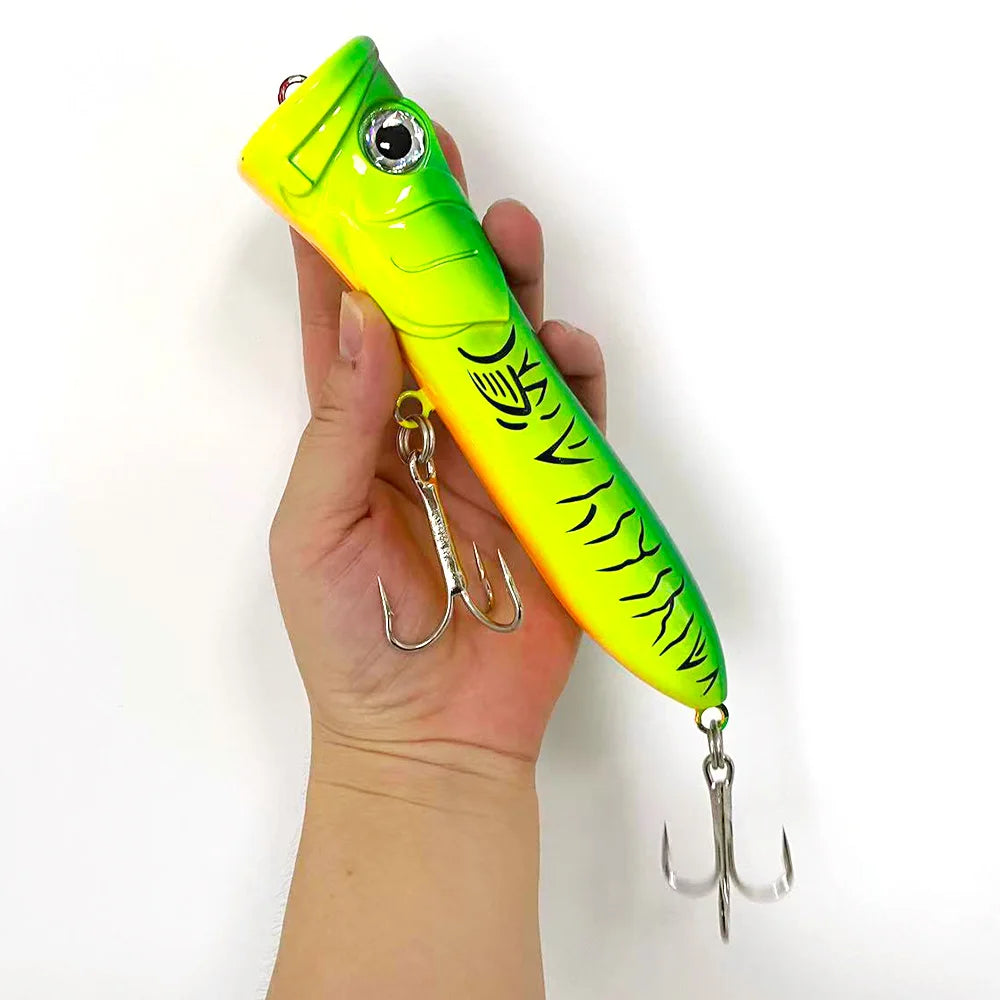 Giant Popper Topwater Lure - 7.28inch/106g Heavy-Duty Saltwater Fishing Look Realistic Popping /Plug - Long Cast for Bass