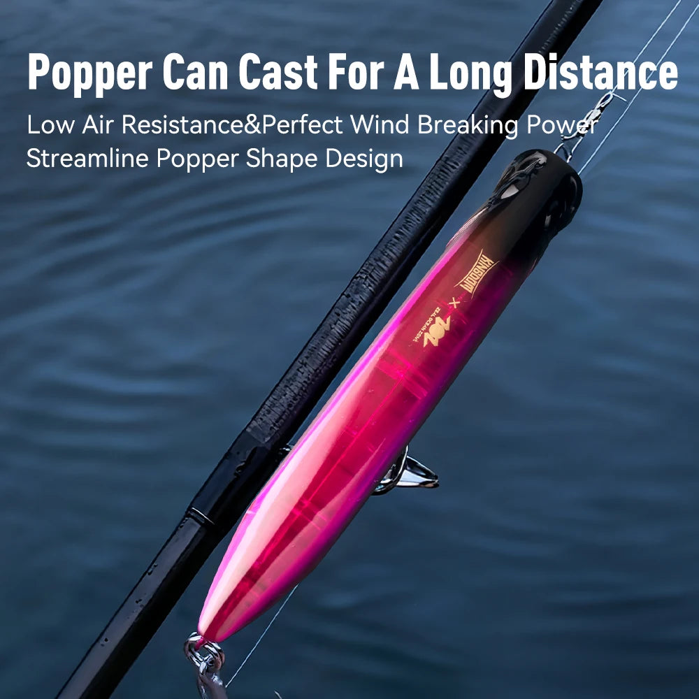 KINGDOM Floating Popper Fishing Lure 135mm 160mm 190mm Topwater Hard Bait  Transparent Popper Wobbler for Saltwater Bass Fishing