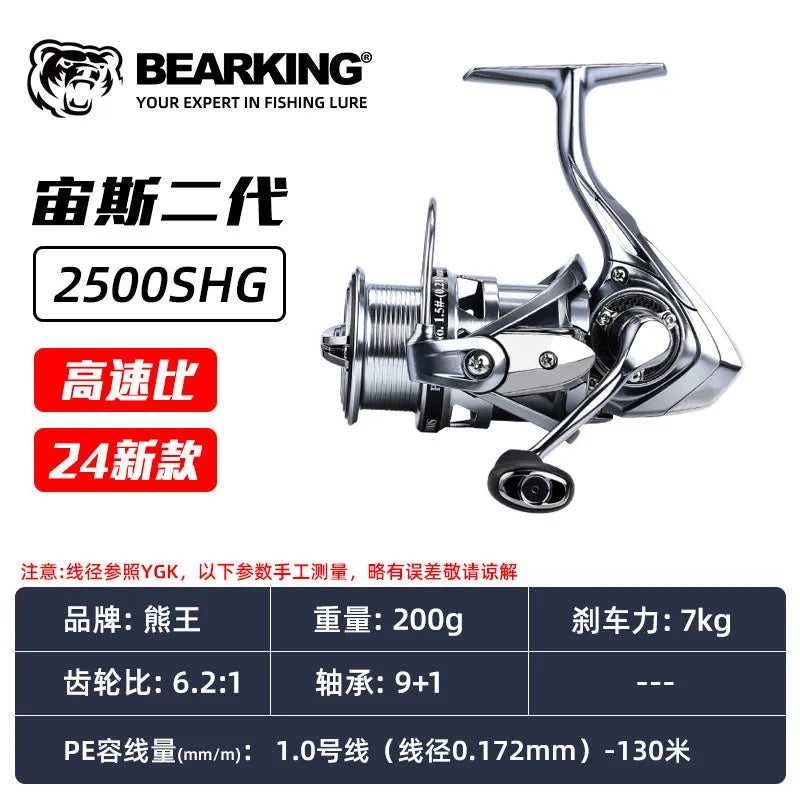 BEARKING Zeus Gen2 9+1BB 5.2:1 Spinning Reel Zero Gear Vibration Stainless Bearing High Temp Carbon Drag Micro All-round Fishing