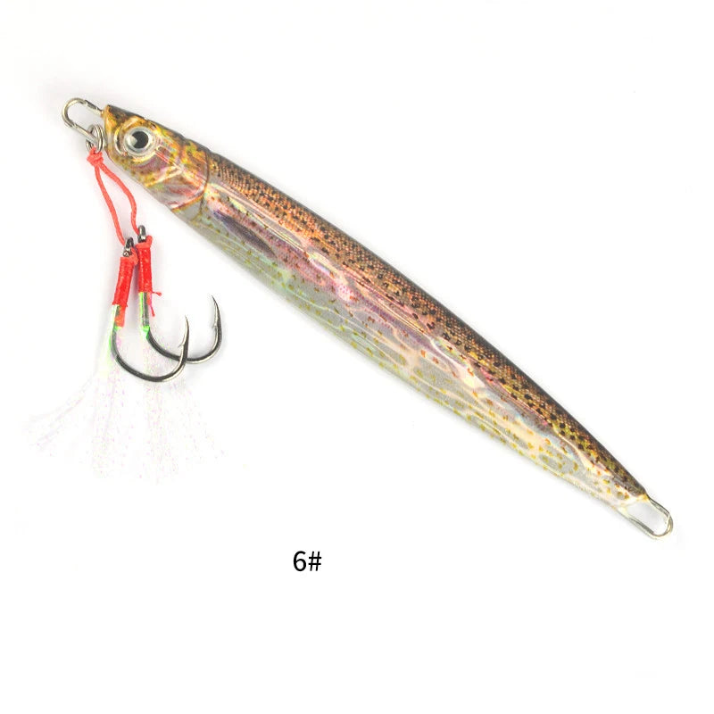 3D Metal Jig 60g 80g 100g 120g 150g 200g Sea Biomimetic Fish Iron Plate Bait Wobbler Fishing Lure Artificial Ocean Boat Fishing