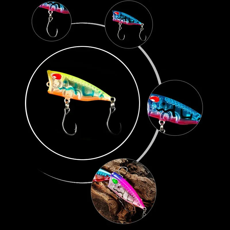 New 1pcs 4cm 3g mini Popper Hard Bait Minnow Fishing Lure Crankbait Wobbler Tackle Isca Poper Floating Top Water pike Lures