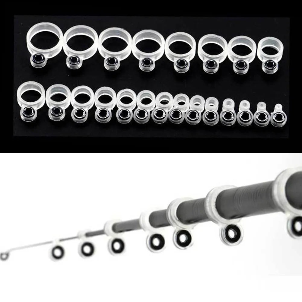 14/22 Pcs Fishing Rod Guide Repair Kit Silicone Ceramic Ring Tips Line Guides For Rod Building And Maintenance