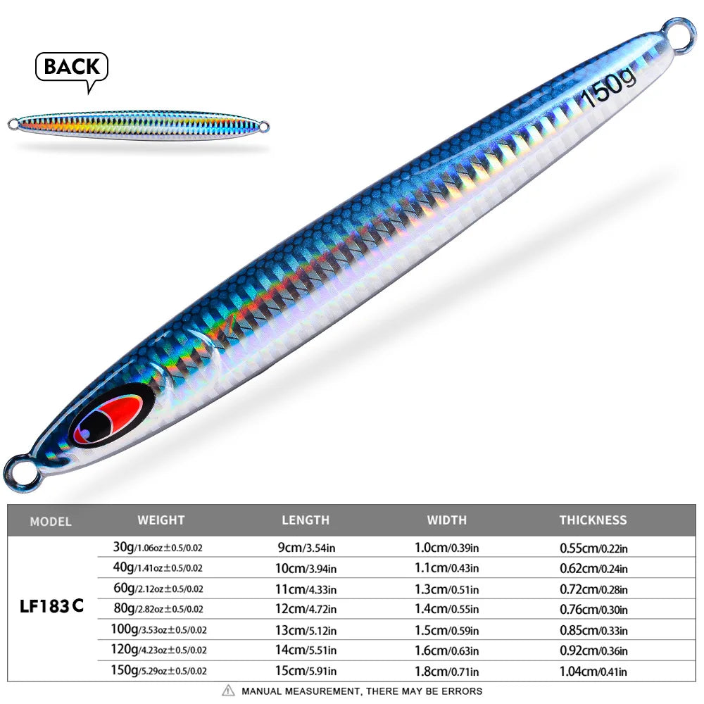 Proberos 30-150g Fish Scale 3D Eye Coating Hard Bait 1PC Metal Iron Plate Slow Pitch Jigging Artificial Bass Saltwater Fish Lure